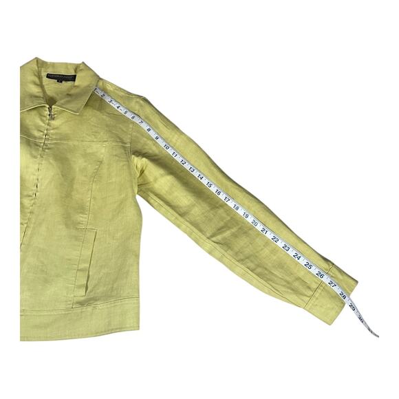 Classiques Entier 100% Linen Full Zip Jacket Size Small Lime Green Lightweight - Picture 9 of 12